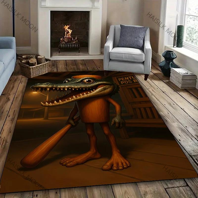 Exaggerated and Funny Creatures Italian Brainrot Theme Carpet Living Room Bedroom Bedside Bathroom Floor Mat Home Decor Rug Gift