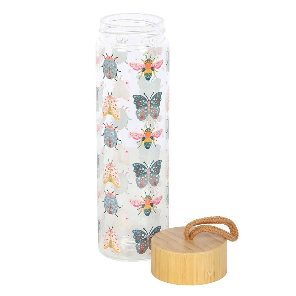 Something Different Floral Bug Glass Water Bottle