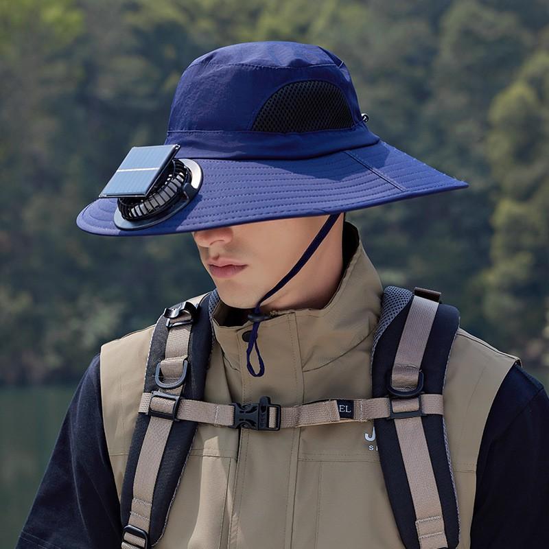 Solar Powered Fan Hat Men Women Outdoor Fishing Hiking UV Protection Breathable Quick Dry Wide Brim Sun