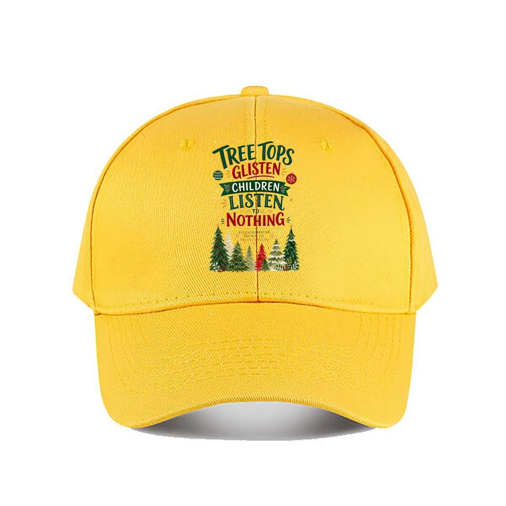 Playful Holiday Pines Quote Artwork Baseball Cap Fashion Outdoor Sports Sunhat Unisex Snapback Cap Womens