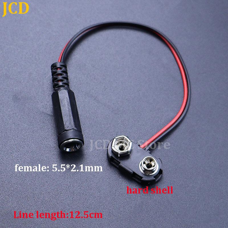 1-10PCS 9V Battery Clips 10-15cm DC5521 Male/Female Connector Buckle 9 Volt Battery Clip Connector I/T-Type Battery Holder