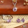 S925 Sterling Silver Necklace Women's High-end Design Sense Natural Crystal Stone Olivine Topaz Six-claw Jewelry Set Women