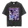 Anime Baki The Grappler Washed Tshirt Hanma Yujiro Gym Short Sleeve Tshirts Men Oversized Cotton Casual Tee Shirts Streetwear