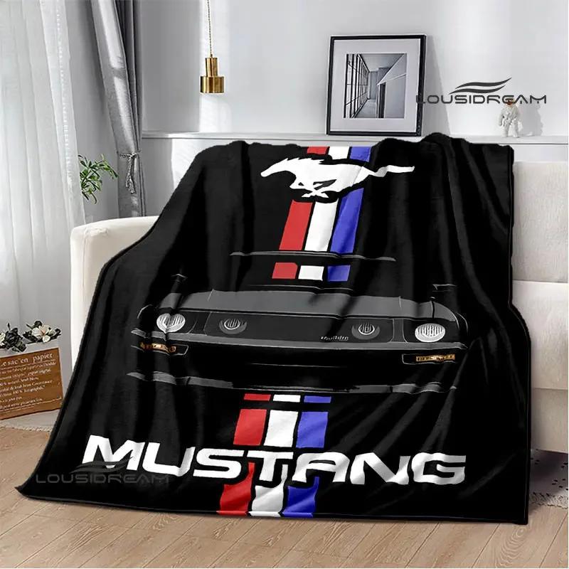 Mustang Car Logo Printed Blanket Flannel Blanket Warm Blanket Blankets for Beds Rainbow Blanket Picnic Blanket Birthday Present