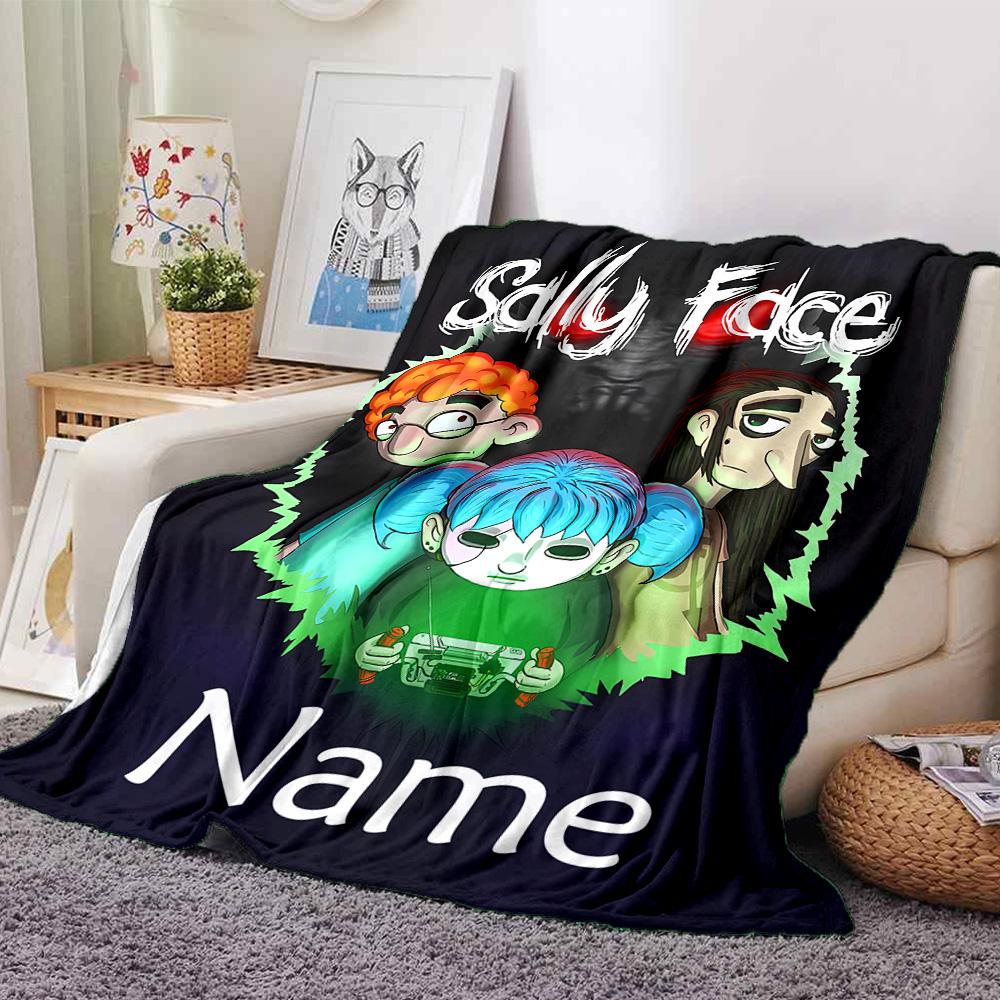 Customiz Name Personality Sally Face Blanket Soft &Warm Sofa Office Bed Travel Lunch Break Blanket, Gift Suitable All Seasons