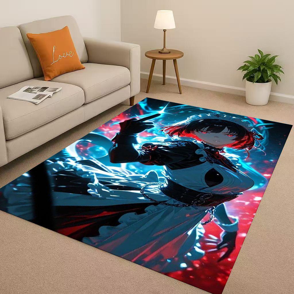 Game Genshin Impact Cartoon Living Room Non-Slip Area Rug Soft Carpet for Bedroom Playroom Sofa , Easy Clean Home Decor Doormat