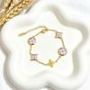 Four-Leaf Clover Gold Plated Stainless Steel Bracelet - Shell Design