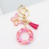 Pink Butterfly Tassel & Resin Sequin Letter Keychain - Backpack Charm for Women