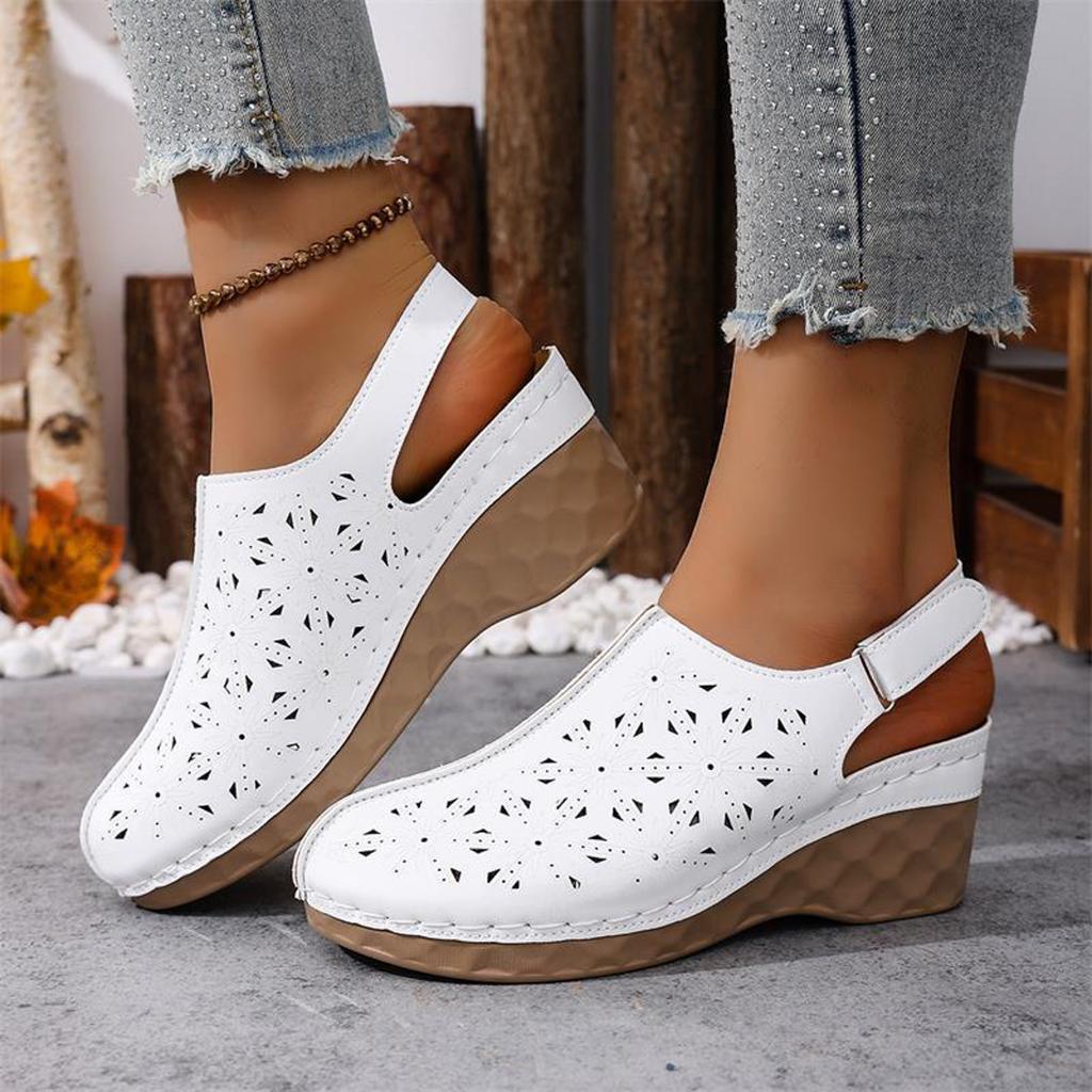 Adjustable Wedge Heel Versatile Platform Plus Size Casual Stylish Simple Closed Two Strap Sandals Women Slide Sandals For Women