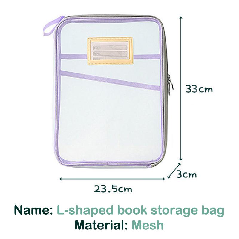 A4 Stationery Storage Bag Double-Layer Mesh Zipper Bag Large Capacity Organizer Folders School Office Supplies Stationary Bag