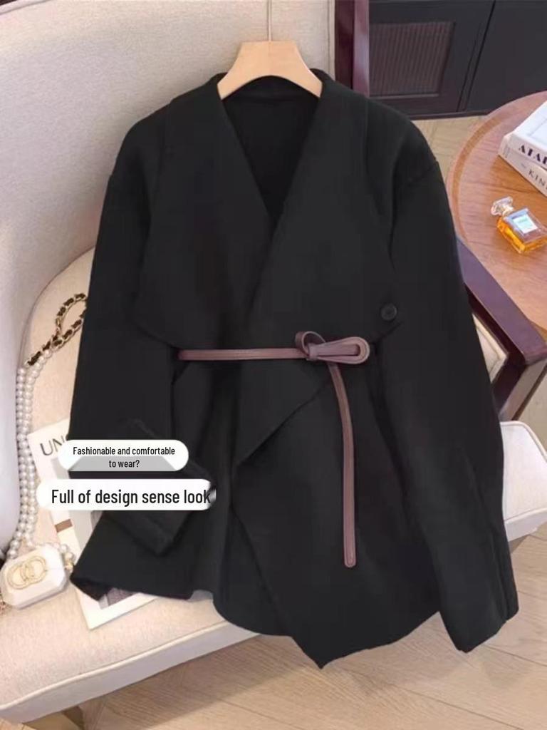 Elegant European & American Sweater Coat - Women's Autumn/Winter Knit, Loose Fit with Waist-Cinching Design, Versatile for Any Occasion