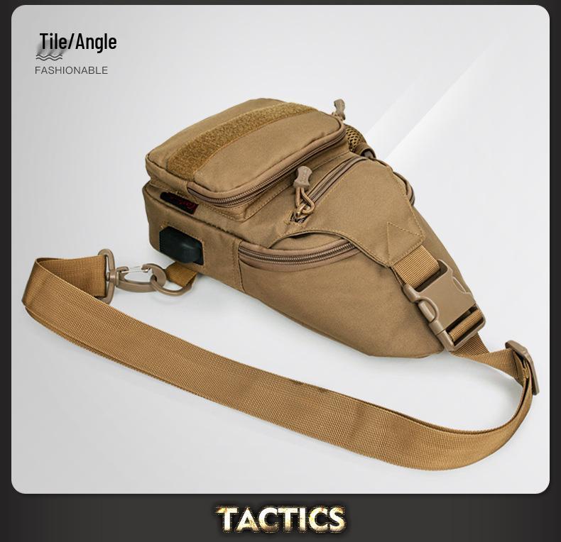 New Tactical Shoulder Bag with USB, Water Bottle Holder, and iPad Slot for Outdoor Use