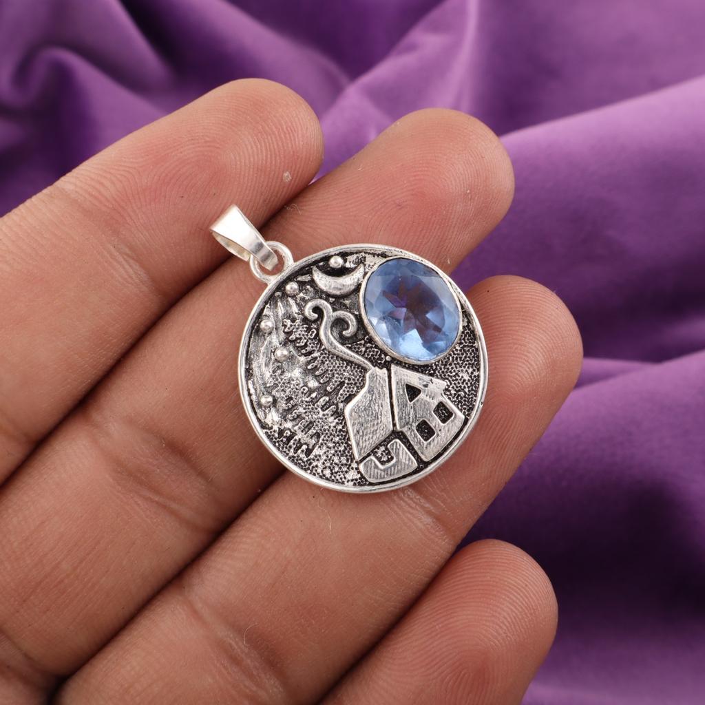 Natural Tanzanite Gemstone 925 Sterling Silver Jewelry Handmade Pendant 1.29'' CP-39-10