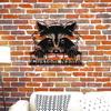 Metal Raccoon Wall Art Custom Nameplate Modern Home Decor Sturdy Easy Mount