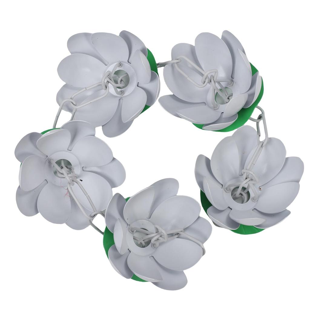 Sleufgoot Regenketting Buiten Dakgoot Regenwater Aluminium Opvanger met Haken 5 Bloemen voor Dakranden Wit 110cm