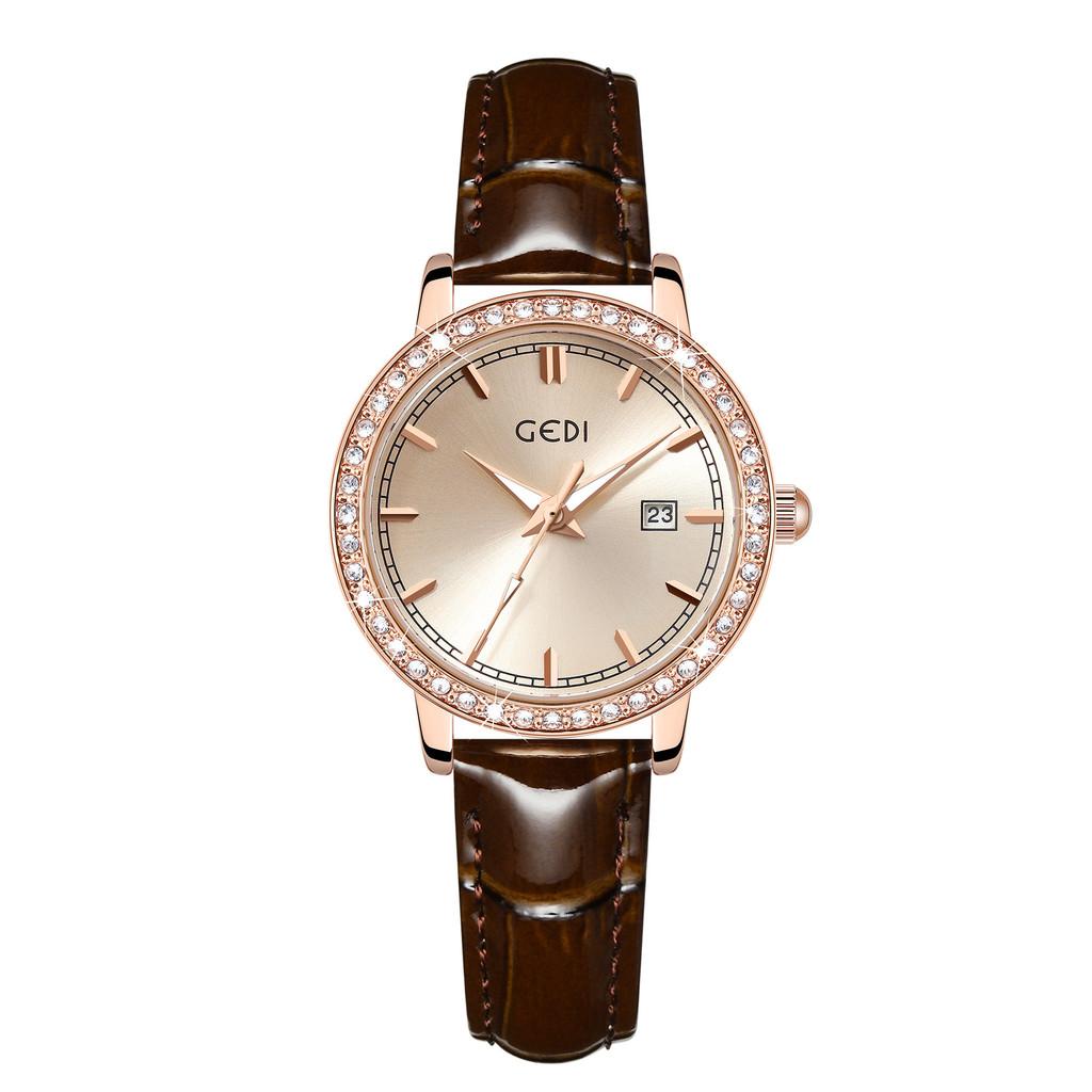 

Womens Fashion Quartz Watch With Waterproof Genuine Leather Strap And Luminous Dial For Daily Wear Style A