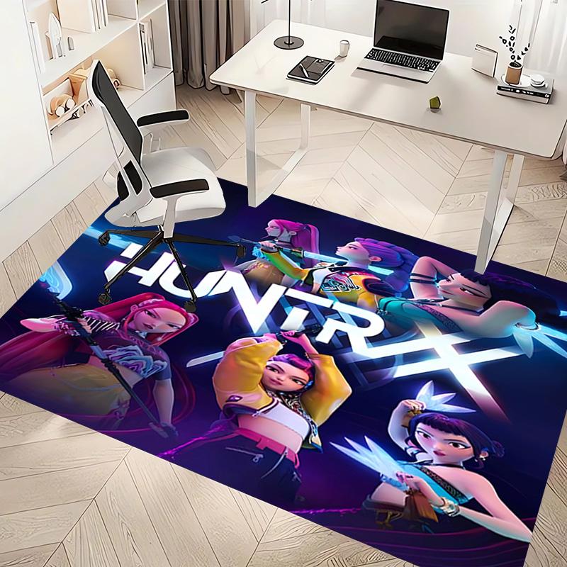1pc Kpop Hunter5 Print Area Rug - Soft, Washable Non-Slip Indoor Mat, Living Room, Home Office Decorative Rug,Office Decorative