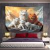 Wolf Family In Mountain Sunset Scene Pattern Wall Hanging Tapestry Decorative Tapestry Home Decor for Bedroom and Living Room