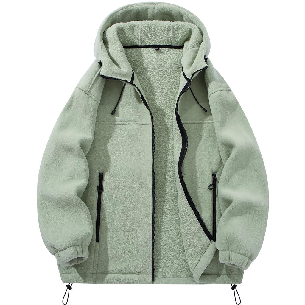 Large size autumn and winter new men's outdoor warm fleece jacket hooded jacket