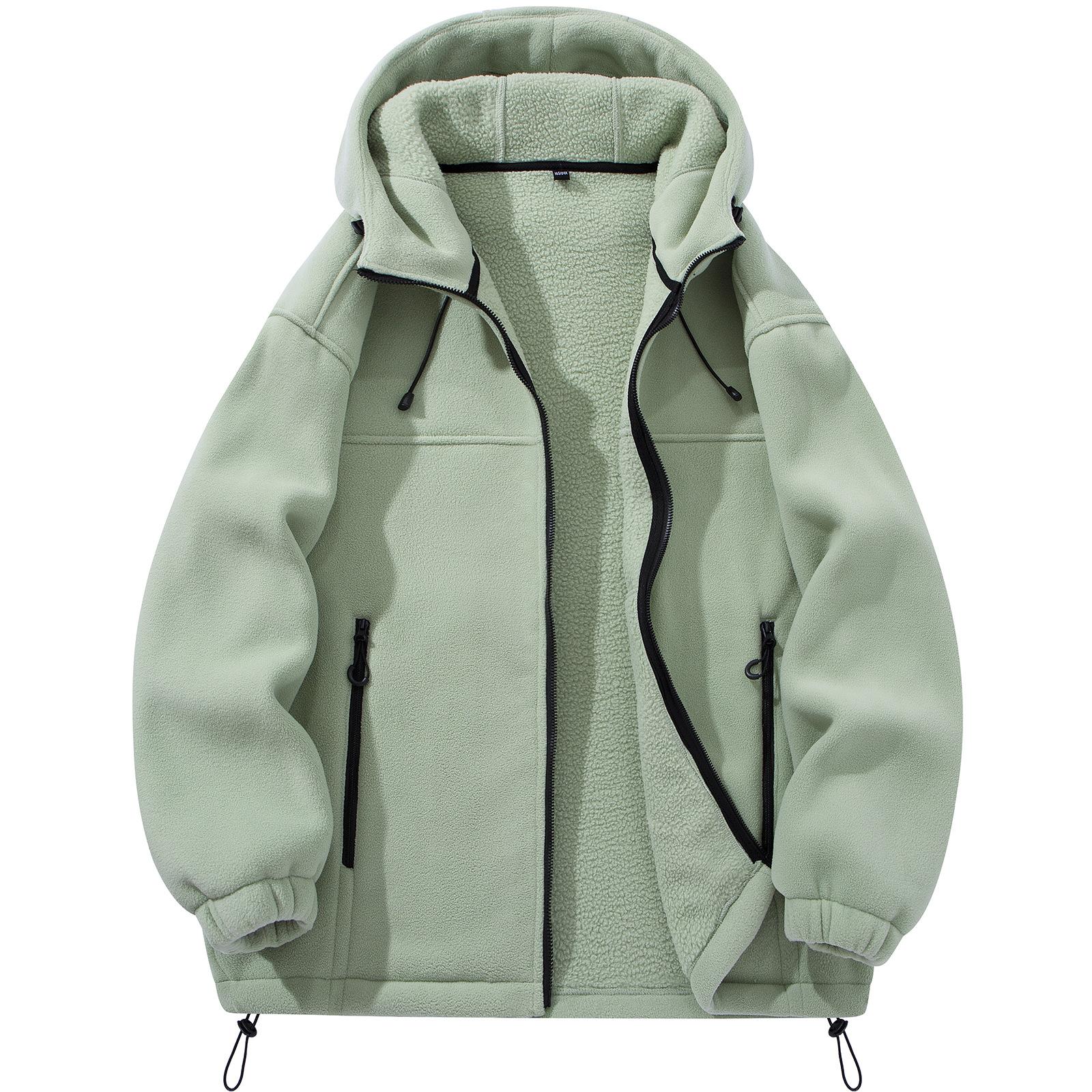 

Большой размер осень и зима новая мужская уличная теплая флисовая куртка куртка с капюшоном 3XL зелёный