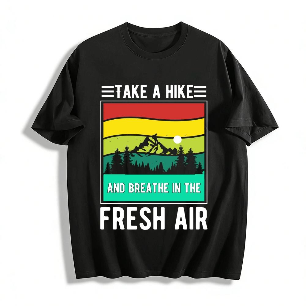 Outdoor Mountain Forest Print Breathe In Casual Tee Pure cotton T-shirt XXS