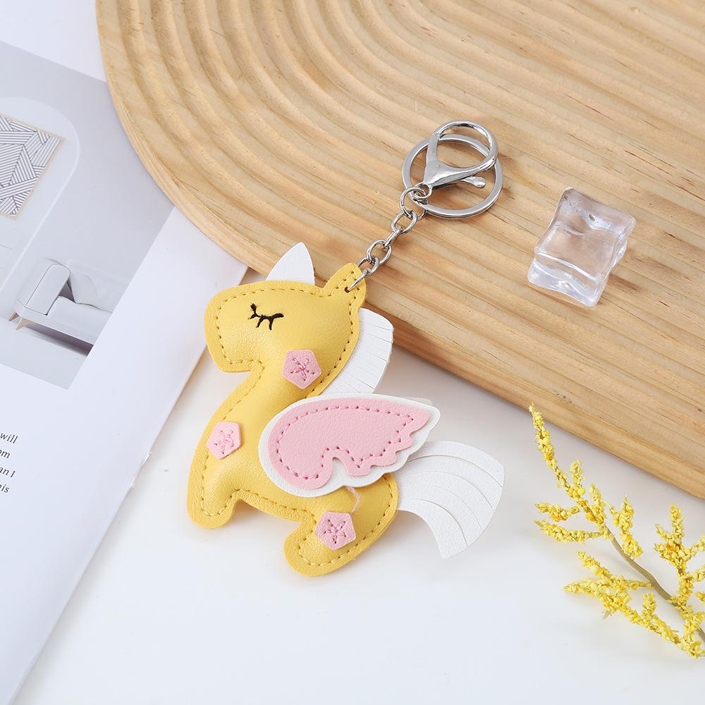 In-Stock Unicorn PU Leather Keychain: Stylish Pegasus Bag Charm