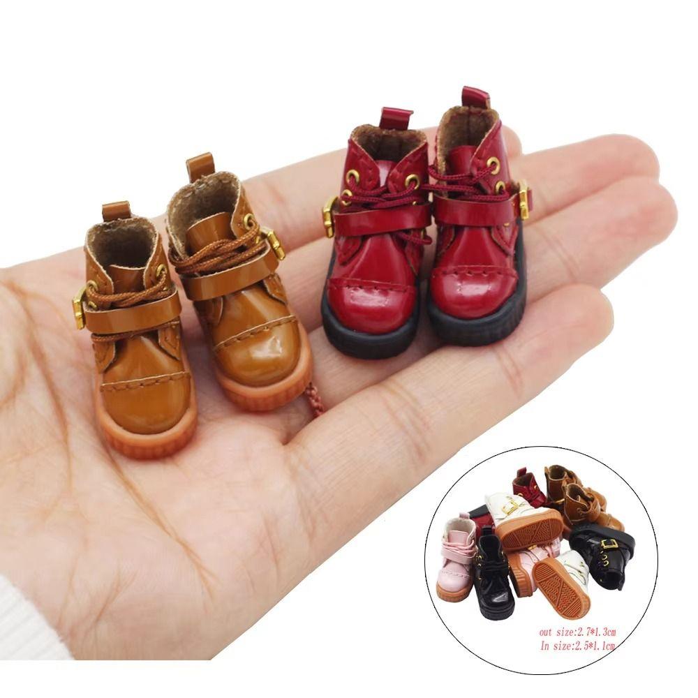 High-top OB11 Doll Shoes PU Leather 1/12 Bjd Doll Boots  Middle Blyth Doll