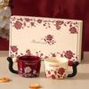 Flower Pair Cup Gift Box Assembly Bag Chinese Style Coffee Cup Couple Ceramic Mug with Hand Gift Water Cup