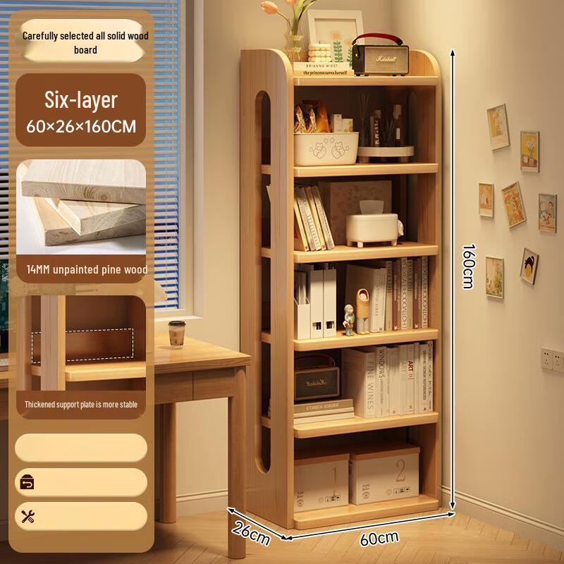 miflame Solid Wood Bookshelf Display Rack