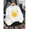 Girls' Crewneck Sweatshirt | Radiate Love Sun Face Design, Cute Print, Soft Casual, Easy-Care, Regular Fit