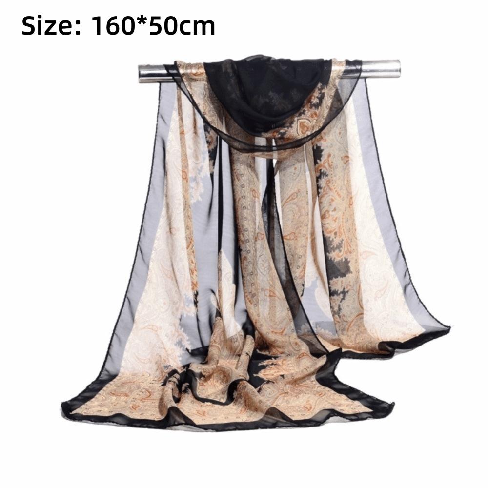 160*50cm Long Wrap Shawl Sunscreen Beach Gauze Scarf Elegant Chiffon Scarf for Women