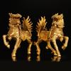 Fire Ornament Full Copper Male and Female Pair Crystal Kirin Home Entrance Office Small Decorative Divine Beast Auspicious