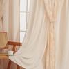 French Milk Tea Double Curtains Non-Punching Warp Knitted Lace Curtains Living Room Balcony Bedroom Finished Shading