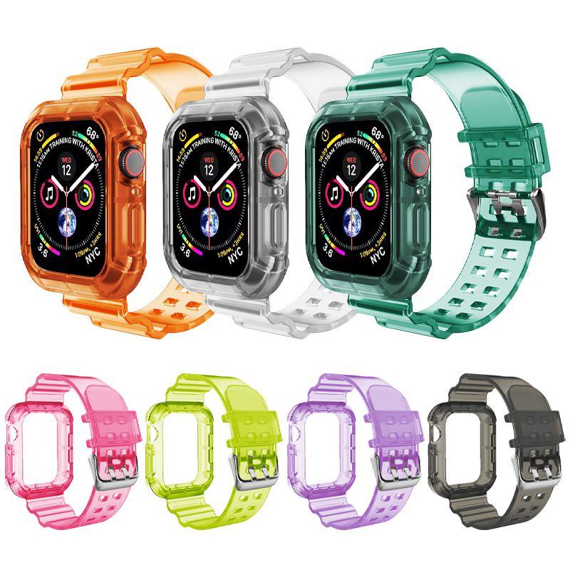 Clear Tpu Sport Strap For Apple Watch Series 1/2/3/4/5/6/7/se Adjustable And Precise Cutouts