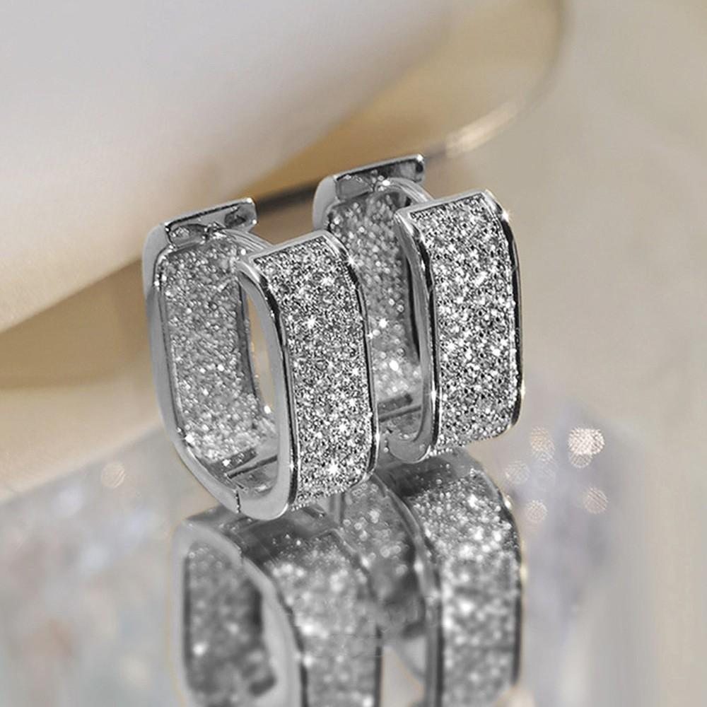 

Zhenxuan diamond-set sparkling zircon full diamond wide-edge ear buckle, luxurious sparkling condensing high-end ring платиновий