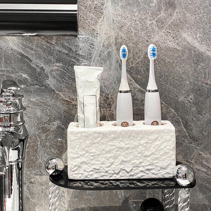 Bathroom Stone Pattern Electric Toothbrush Storage Rack New High Beauty Bathroom Washbench Toothpaste Teeth