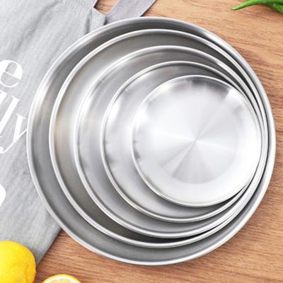 Stoviglie in lamiera di acciaio inossidabile Piatto da pranzo rotondo opaco Vassoio di frutta per pizza da dessert