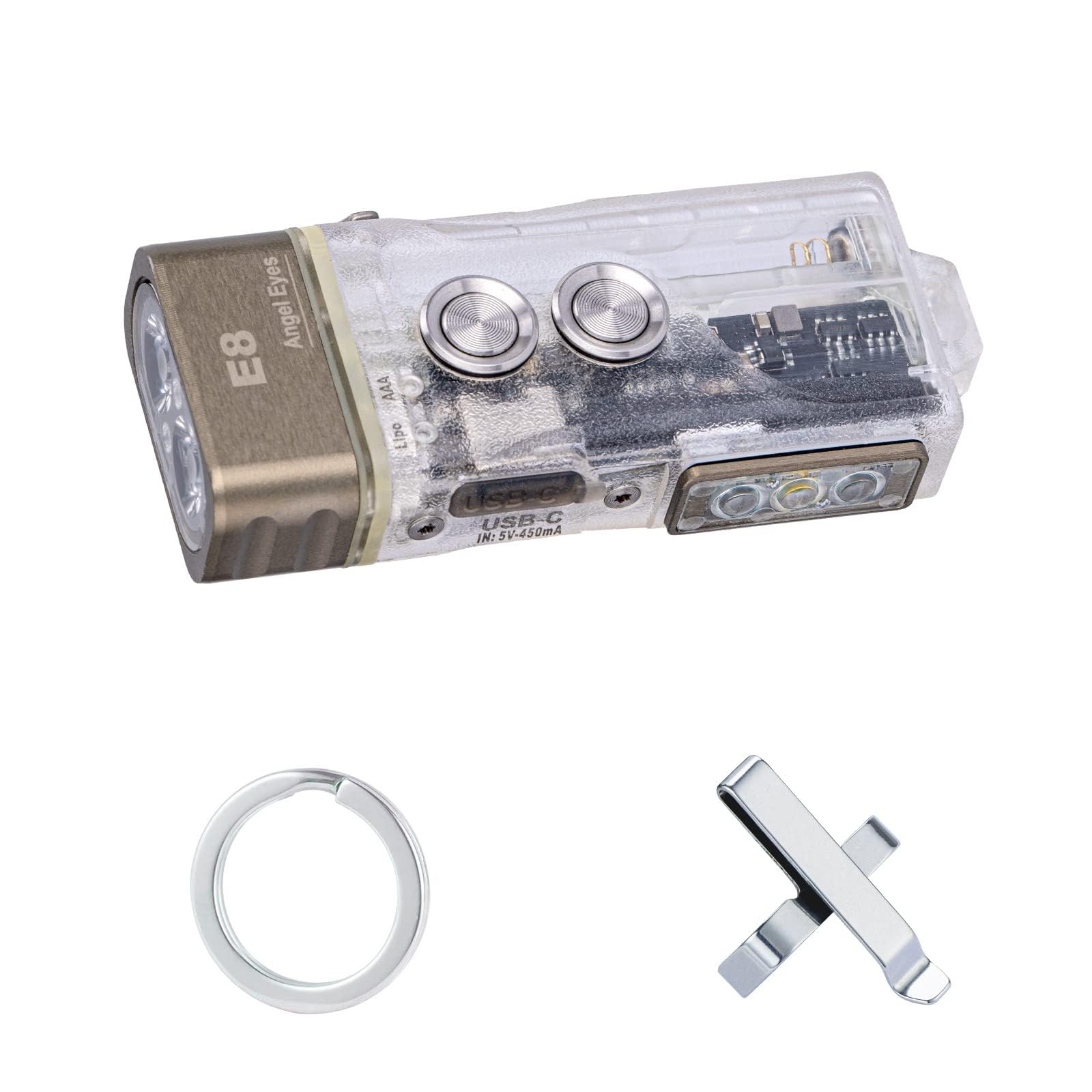 

RovyVon E8 EDC USB C 500 Dual Power AAA Compact Torch for Camping and Everyday High Color Rendering 9 Modes Light Flashlight, Rechargeable, Lumens,