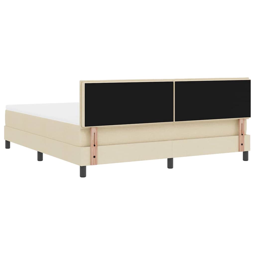 Box Spring Bed with Headboard Cream 180 x 200 cm Fabric