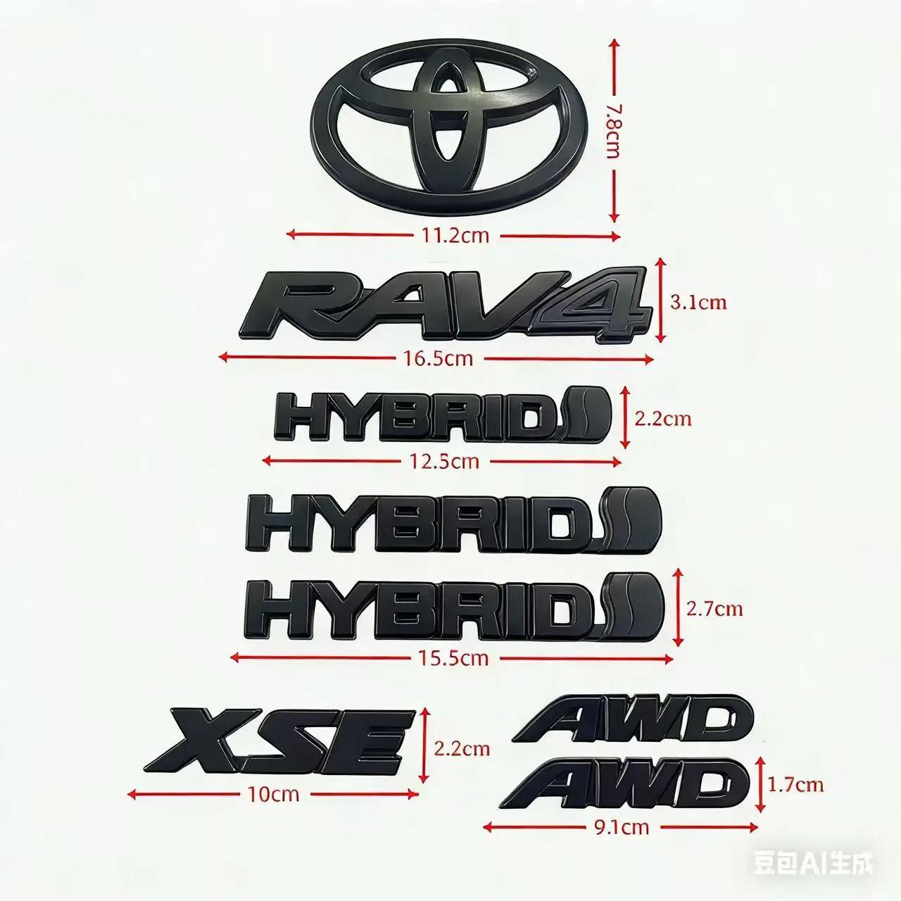 

8pcs/set matte black ABS RAV4 covering In 2019-2023for Toyota R SE AWD Hybrid OUT EMBLEM OVERLAY car accesorios