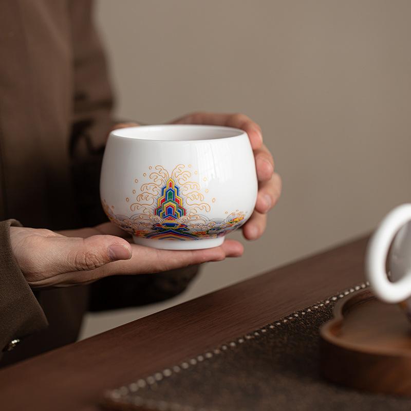 Сало нефритовый фарфор высокобелый фарфор морская вода Цзянъя медитационная чашка простая офисная домашняя мастер-чашка чайная чашка личное использование