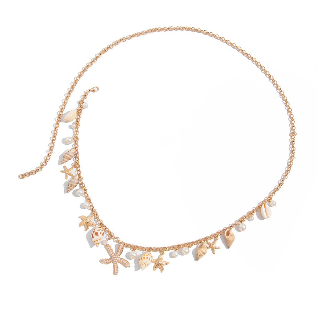 Adjustable Waist Chain Handmade Shell Starfish Conch Body Jewelry For Women Girls Stylish Beach Vacation Accessory