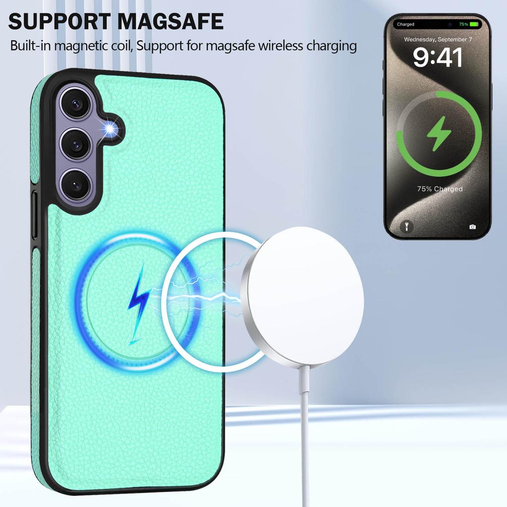 For Samsung Galaxy S25+ Magnetic Case TPU+PU Leather Phone Back Cover with Detachable Card Holder