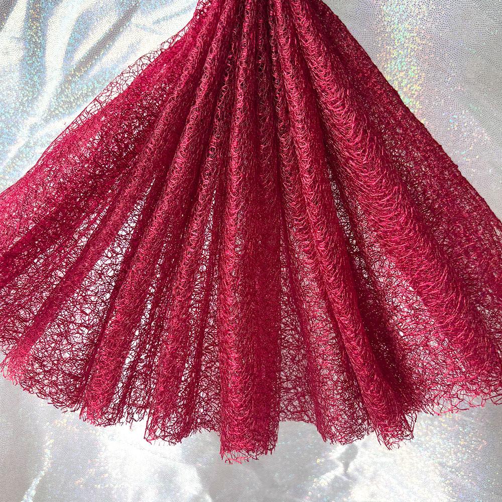 Premium Solid Color Irregular Hollowed Mesh Lace Fabric Tulle For Sewing Bridal Veil Wedding Dress DIY Crafts Home Textile Decor