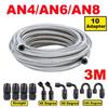 10FT 3M AN6 AN8 Car Fuel Hose Oil Gas Cooler Hose Line Pipe Tube Stainless Steel Braided Inside CPE Rubber + 10 End Adapters