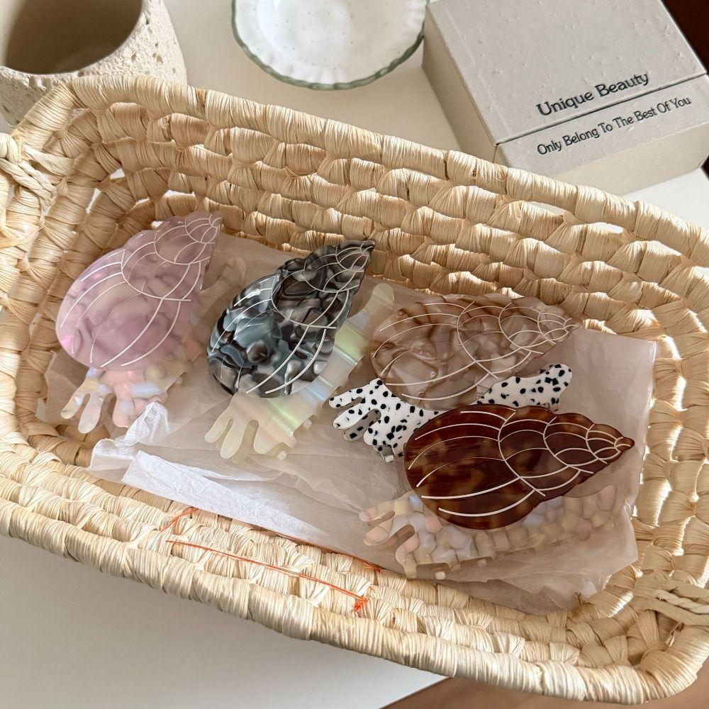 Acetic Acid Ocean Series Hair Claw Beach Headwear Geometry Shark Clip Conch Hair Claw  Travel