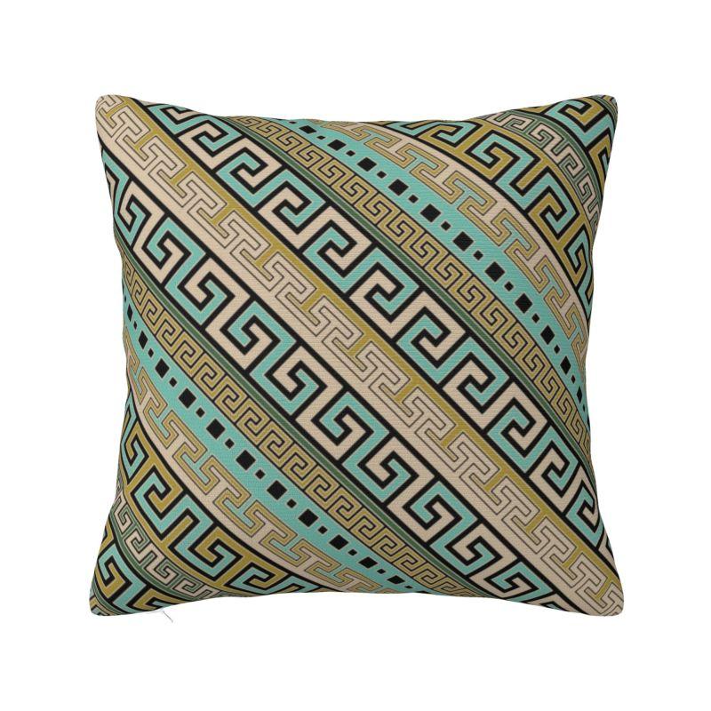 Custom Luxury Greek Key Meander Cushion Cover for Sofa Soft Black and White Marble Pillow Case Home Decor