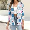 Women's Casual Fashion Floral Print Button 3/4 Sleeve Cardigan Top