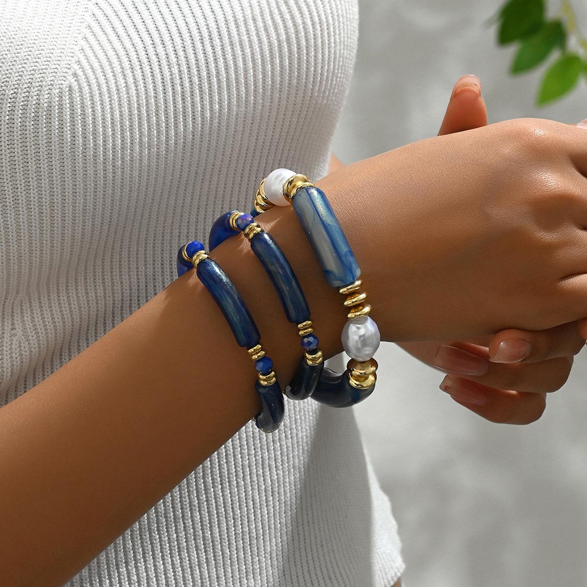 

Новый простой браслет из смолы, многослойный дизайн с бусинами, универсальный браслет, женский браслет, горячая распродажа