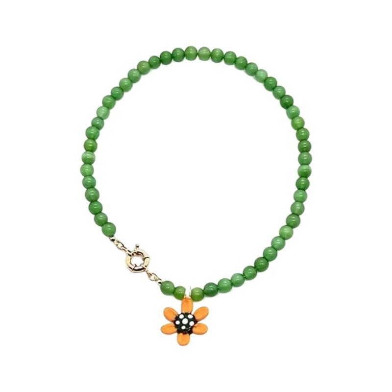 

Елегантне Квіткове Намисто Ручної Роботи З Міцного Каменю Скла З Регульованою Довжиною Для Модних Жіночих Вбрань зелений